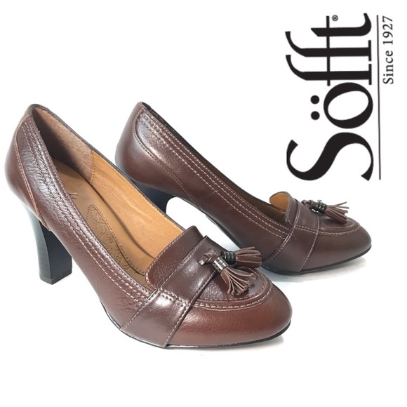 Sofft Shoes - Sofft Euro-Soft Brown Tassel Loafer Heels, 7.5